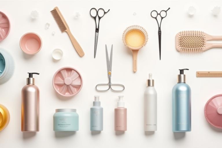 Collection of high-quality hair products and salon tools representing the prize.