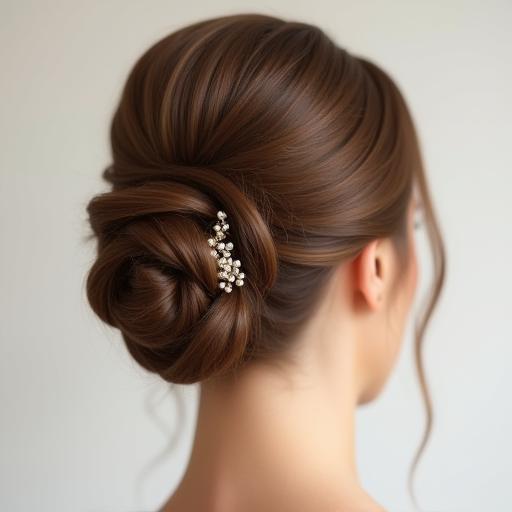 Elegant updo hairstyle for a special occasion.